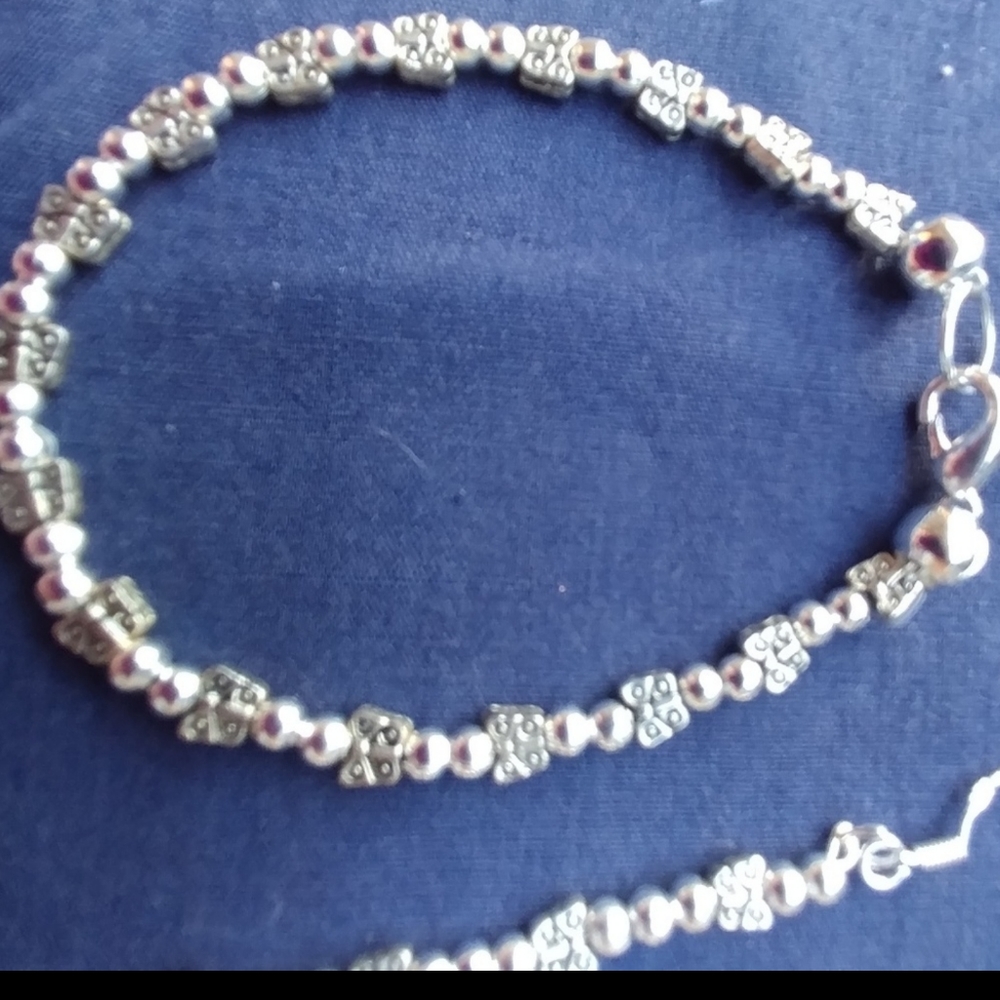 OOAK Hand Crafted Silver Butterfly Bracelet & Matching Earrings - Picture 2 of 3
